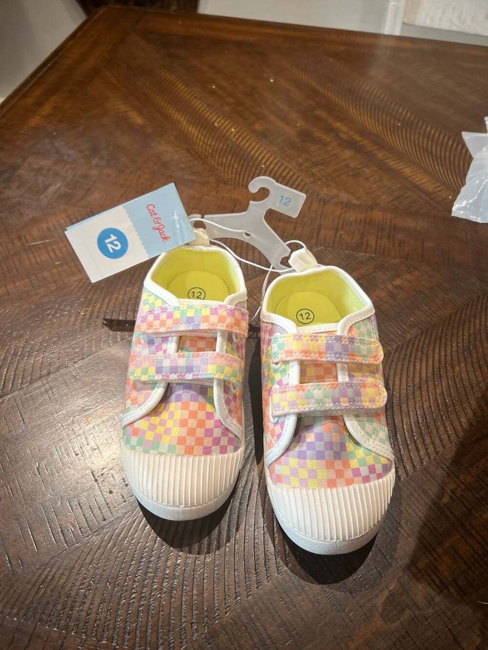Cat & Jack Toddler Girl's Parker Checkered Rainbow Sneakers Size 12